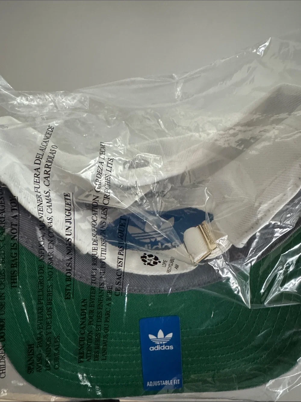 adidas Two-Tone White and Gray Trefoil Patch Cap